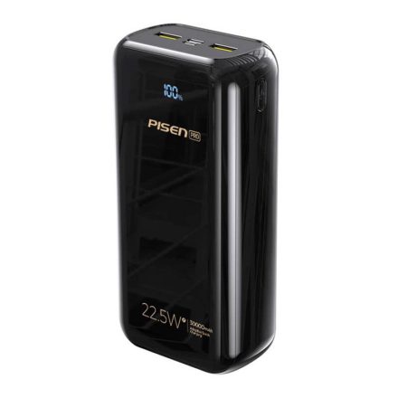 Pisen PowerBank 30000mAh 22,5W - BL-D99LS - 2xUSB-A + USB-C - Fekete