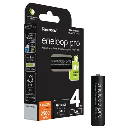 Panasonic Eneloop Pro AA 2500 mAh NiMH akkumulátor BK-3HCDE/4BE x 4 db