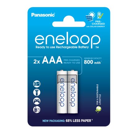 Panasonic Eneloop AAA 800mAh akkumulátor BK-4MCDE/4BE x 2 db