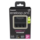 Panasonic Eneloop Pro BQ-CC55 Akkumulátor Töltő + 4 db BK-3HCDE 2500mAh AA Akkumulátor