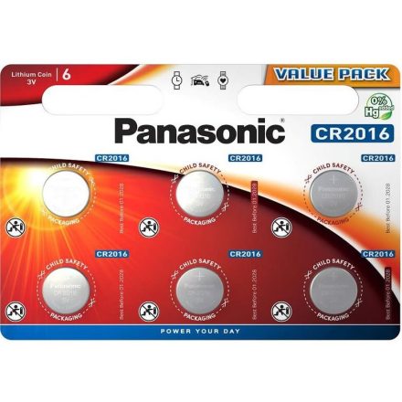 Panasonic CR2016 Lítium Gombelem x 6 db