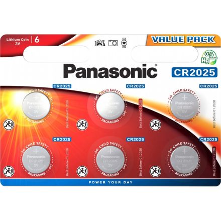 Panasonic CR2025 Lítium Gombelem x 6 db
