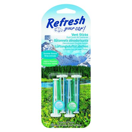 Refresh Your Car - Alpine Meadow & Summer Breeze - Autóillatosító Stick - 4 db