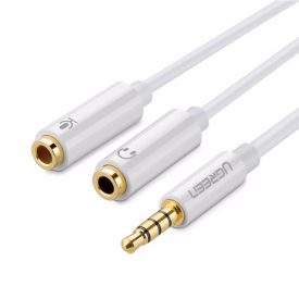 UGREEN Audio 3.5mm Fejhallgató + Mikrofon elosztó kábel 20 cm - Fehér   UGREEN Audio 3.5mm Fejhallgató + Mikrofon elosztó kábel 20 cm - Fehér
