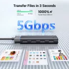 Ugreen CM653 4 portos USB HUB 3.0 - Fekete