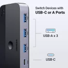 Ugreen CM662 KVM USB 3.0 Switch - 2 Bemenet - 4 Kimenet + 2x USB-A Kábel - Fekete