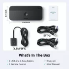 Ugreen CM662 KVM USB 3.0 Switch - 2 Bemenet - 4 Kimenet + 2x USB-A Kábel - Fekete