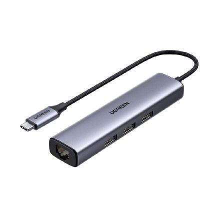UGREEN CM475 USB-C HUB 3x USB 3.0 + RJ45  (100 Mbps) - Szürke