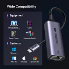 Ugreen CM648 USB-C - RJ45 Ethernet 2.5G Adapter - Szürke