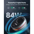 UGREEN CD204 Autós Töltő - USB + USB-C + 12V Szivargyújtós Aljzat - Szürke