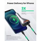 UGREEN CD204 Autós Töltő - USB + USB-C + 12V Szivargyújtós Aljzat - Szürke