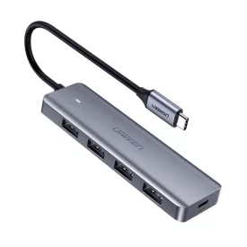   Ugreen CM219 USB-C HUB - 4x USB-A 3.0 + USB-C Tápcsatlakozó - Szürke