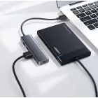 Ugreen CM219 USB-C HUB - 4x USB-A 3.0 + USB-C Tápcsatlakozó - Szürke