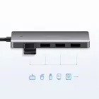 Ugreen CM219 USB-C HUB - 4x USB-A 3.0 + USB-C Tápcsatlakozó - Szürke