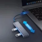 Ugreen CM219 USB-C HUB - 4x USB-A 3.0 + USB-C Tápcsatlakozó - Szürke