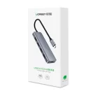 Ugreen CM219 USB-C HUB - 4x USB-A 3.0 + USB-C Tápcsatlakozó - Szürke