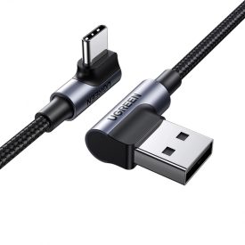 Ugreen USB-A - USB-C  90° Kábel 3m 3A - Fekete Ugreen USB-A - USB-C  90° Kábel 3m 3A - Fekete