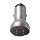 Baseus Digital Display Autós Töltő 24W - 2x USB-A - Ezüst