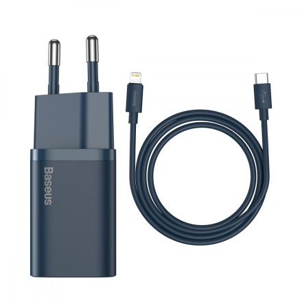 Baseus Super Si Hálózati Gyorstöltő 20W - 1xUSB-C +1m USB-C-Lightning Kábel - Kék
