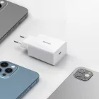 Baseus Speed Mini Hálózati Gyorstöltő - 1xUSB-C - 20W QC3.0 - Fehér