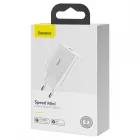 Baseus Speed Mini Hálózati Gyorstöltő - 1xUSB-C - 20W QC3.0 - Fehér