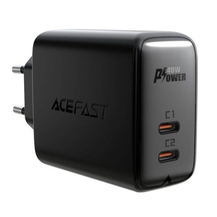 Acefast A9 Hálózati Gyorstöltő - 2xUSB-C - PD 40W - Fekete