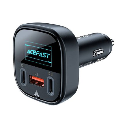 Acefast B5 Autós Töltő 101W - 2x USB-C + USB - OLED Kijelző - Fekete