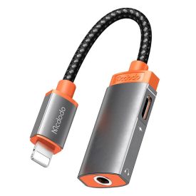 Mcdodo Lightning - Lightning + 3,5mm Adapter - Ezüst-Narancs   Mcdodo Lightning - Lightning + 3,5mm Adapter - Ezüst-Narancs