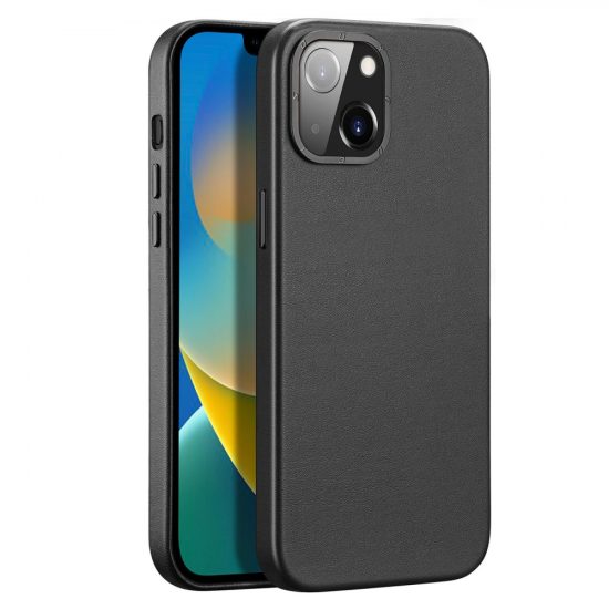 iPhone 14 Plus Tok - Dux Ducis Grit Leather MagSafe - Fekete
