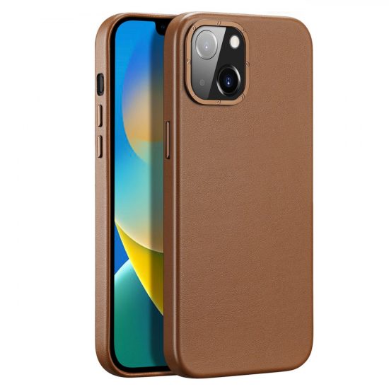 iPhone 14 Plus Tok - Dux Ducis Grit Leather MagSafe - Barna