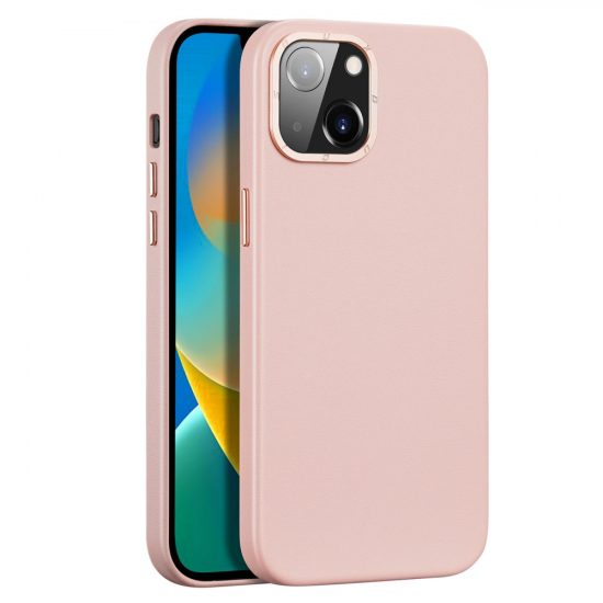 iPhone 14 Plus Tok - Dux Ducis Grit Leather MagSafe - Pink