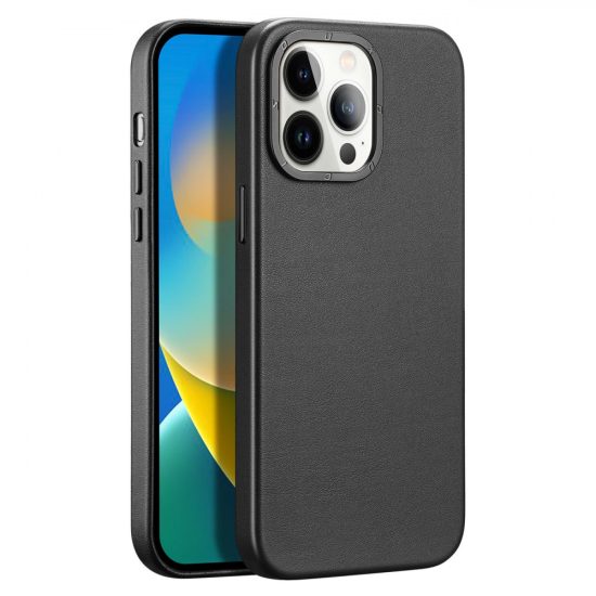 iPhone 14 Pro Tok - Dux Ducis Grit Leather MagSafe - Fekete
