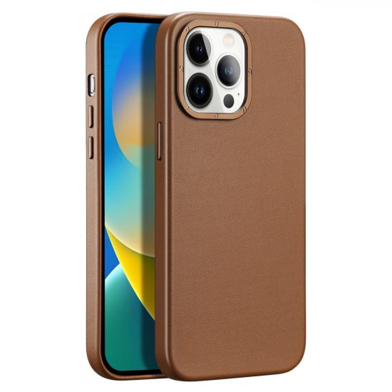 iPhone 14 Pro Max Tok - Dux Ducis Grit Leather MagSafe - Barna