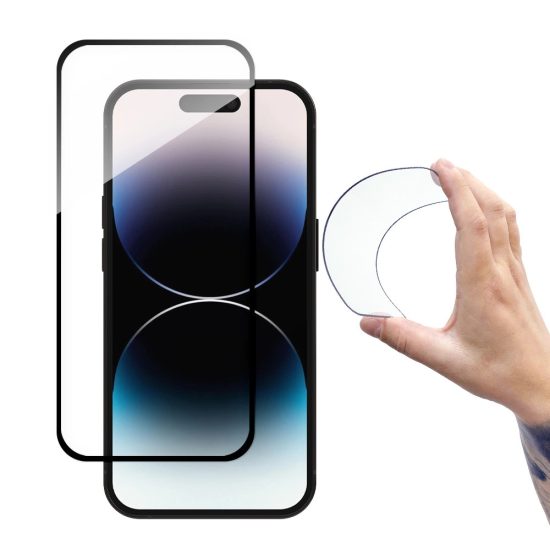iPhone 14 Pro Max Kijelzővédő Üvegfólia - Wozinsky Full Cover Flexi Nano Glass - Fekete Kerettel