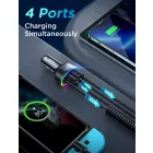 Joyroom JR-CL20 Autós Gyorstöltő 4in1 57W - 2xUSB + USB-C + 1.6m Lightning Kábel - Fekete