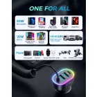 Joyroom JR-CL20 Autós Gyorstöltő 4in1 57W - 2xUSB + USB-C + 1.6m Lightning Kábel - Fekete