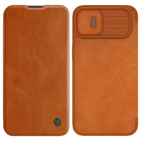 iPhone 14 Plus Tok - Nillkin Qin Pro Leather - Barna