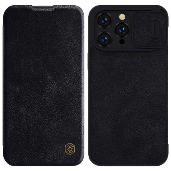 iPhone 14 Pro Max Tok - Nillkin Qin Pro Leather - Fekete