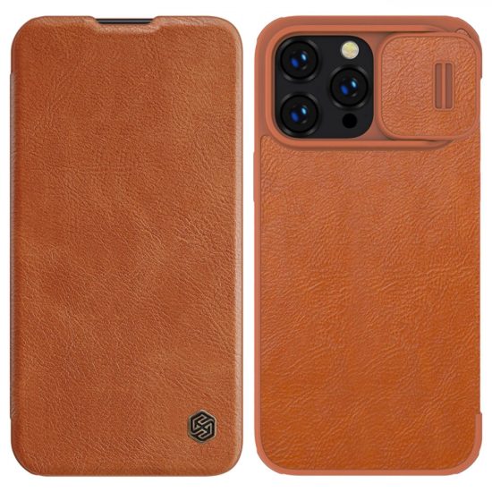 iPhone 14 Pro Max Tok - Nillkin Qin Pro Leather - Barna