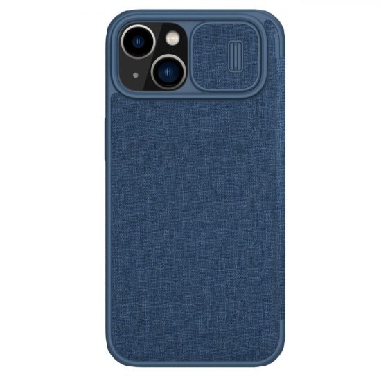 iPhone 14 Plus Tok - Nillkin Qin Pro Leather Flip Case - Kék
