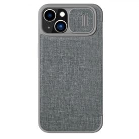 iPhone 14 Plus Tok - Nillkin Qin Pro Leather Flip Case - Szürke   iPhone 14 Plus Tok - Nillkin Qin Pro Leather Flip Case - Szürke