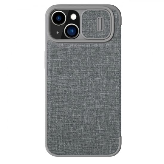 iPhone 14 Plus Tok - Nillkin Qin Pro Leather Flip Case - Szürke