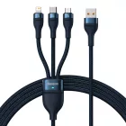 Baseus Flash 2 3in1 USB-A - USB-C + Micro + Lightning Kábel - 1.2m 66W - Kék