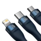 Baseus Flash 2 3in1 USB-A - USB-C + Micro + Lightning Kábel - 1.2m 66W - Kék
