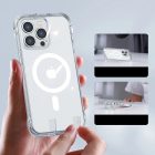 iPhone 14 Mágneses Tok - Joyroom Defender - MagSafe, Támaszték - Átlátszó
