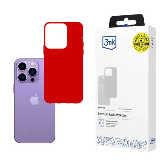 iPhone 14 Pro Max Tok - 3mk Matt Case - Piros