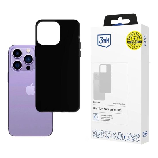 iPhone 14 Pro Tok - 3mk Matt Case - Fekete