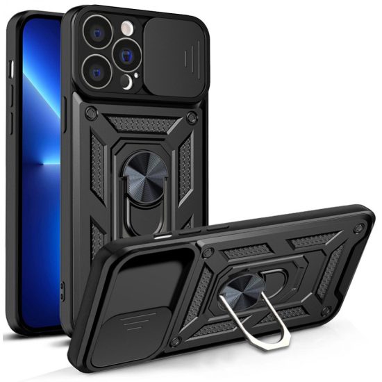 iPhone 13 Pro Tok - Hybrid Armor Camshield - Fekete