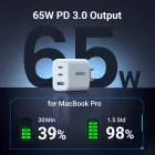 Ugreen CD275 Hálózati Töltő 65W - 2x USB-C + USB-A - Fehér