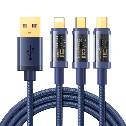 Joyroom 3in1 USB - USB-C + micro + Lightning Kábel - 1.2m 3.5A - Kék